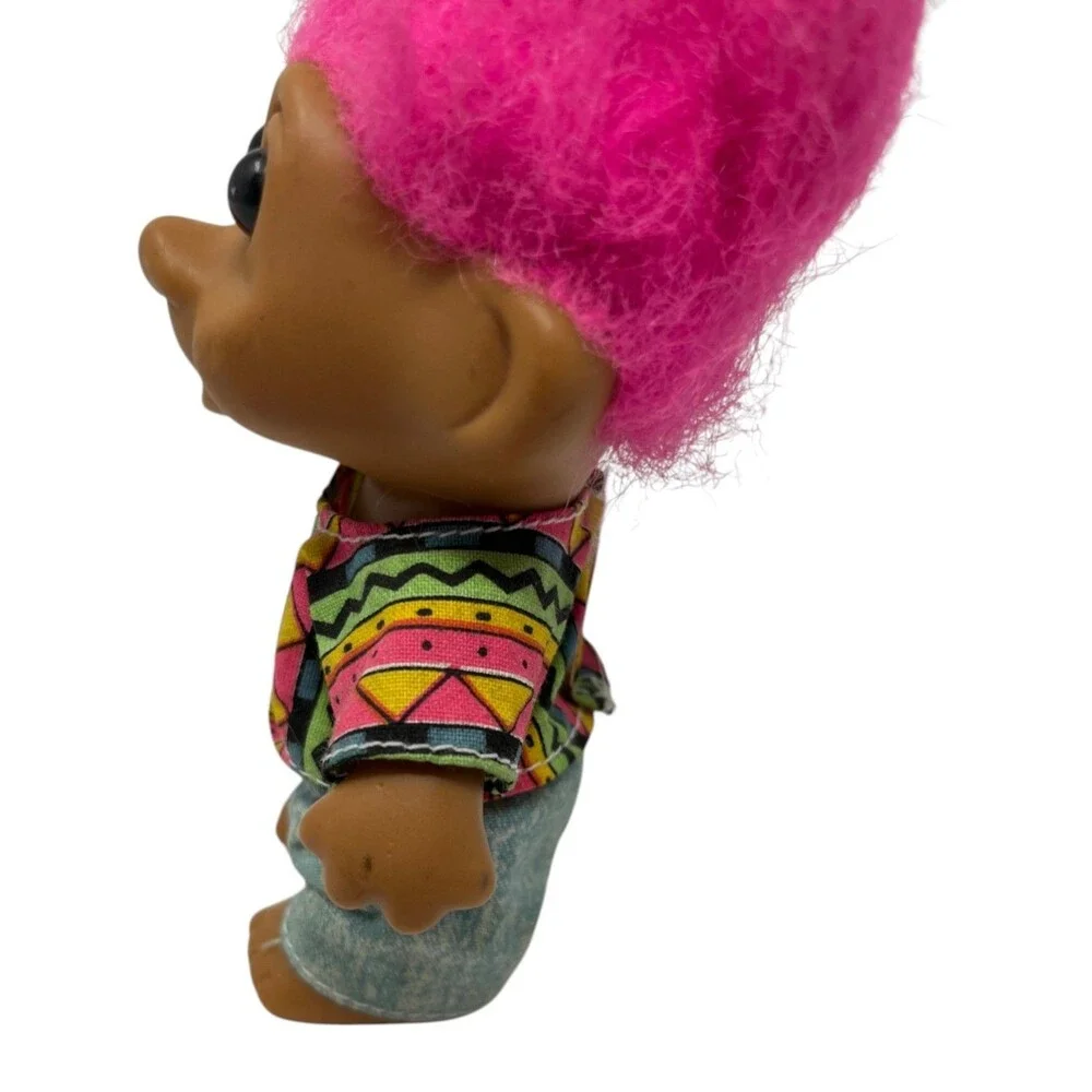 T.N.T. Pink Hair Troll Doll 1991 Geometric Shirt Kidcore 90s Vintage